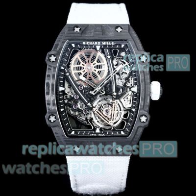 Richard Mille Super Thin watch - Replica RM27-05 Flying Tourbillon Rafael Nadal White Textile Strap